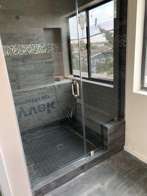 Master bathroom steam shower ... glorious floor to ceiling glass!