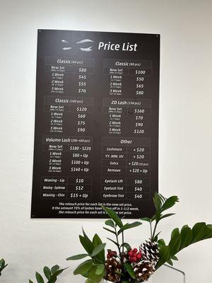 Price list