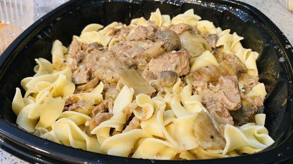 Beef stroganoff suggest by the staff