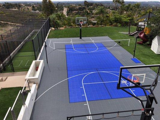 Batting Cage and Multi-Game Court ft. Basketball, Pickleball, Volleyball, Rebounder