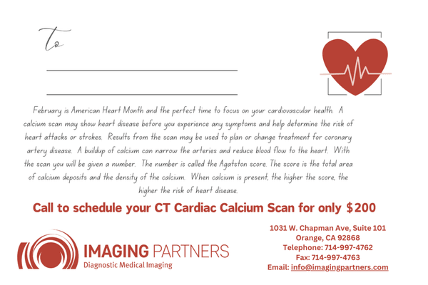 CT Cardiac Calcium Scan for $200