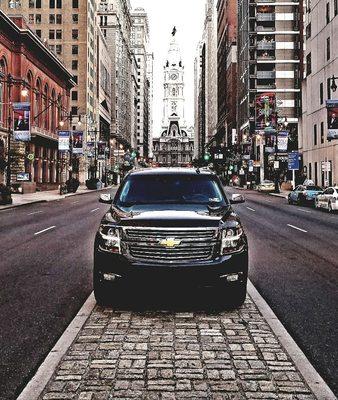 Welcome to Philadelphia from Cartier Black Limousine: City Hall and Broad St.