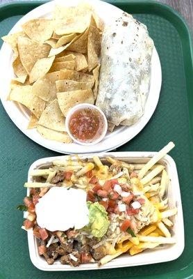 California Burrito (top)
 Loaded fries (bottom)