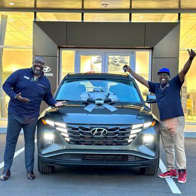 My car sales man Mr. Tiger Gibson and myself, brand new 2023 Hyundai Tucson and the first owner.