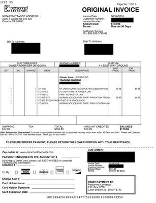 Personnel Concepts fake invoice phishing scam!