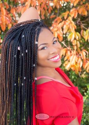 Single/Box Braids with hair accessory