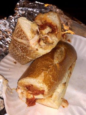 Chicken parmigiana grinder/ delivery On Time, great taste.