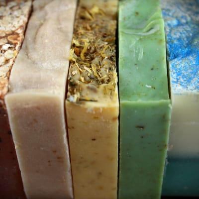 A sampling of olive oil cold process soaps. Made from scratch.