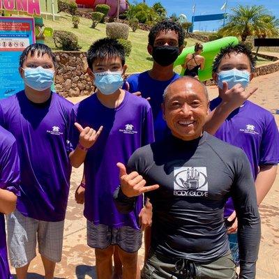 Volunteer Facilitator, Norrick, with Kids Hurt Too Hawaii youth during our Wet'n'Wild mentoring event!