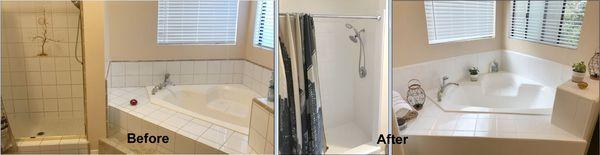 Before and after shower and tub - done in 2 days!