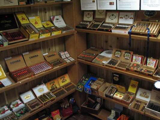 One corner of the walk-in cigar humidor.