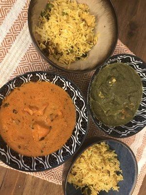 Tikka Masala, Saag Paneer, Pulao Rice