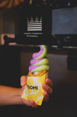 Ube and matcha swirl