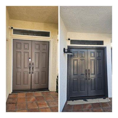 Freshly painted walkway and front doors.