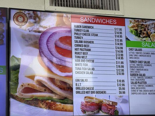 Sandwiches and salads menu