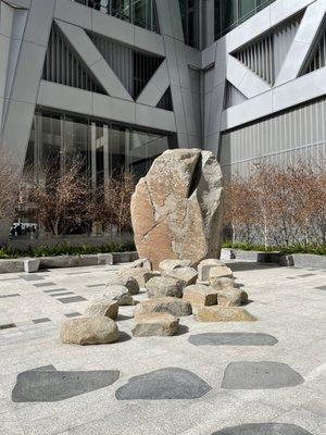 Rock installation located in front of lobby