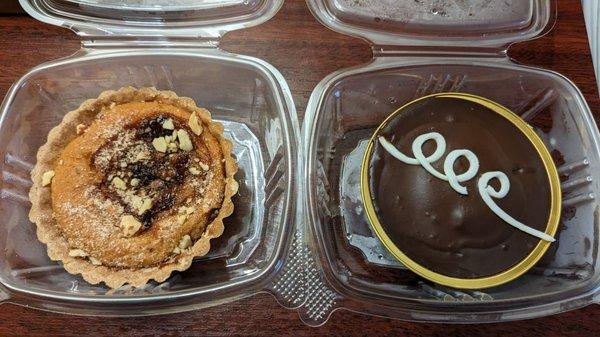 Raspberry ganache tart (maybe pecan - absolutely delicious) and Hostess. Both were gluten free and dairy free and incredible!