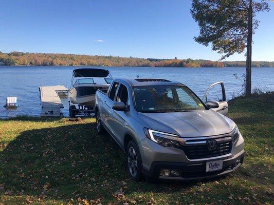 Honda Ridgeline pulling out my boat