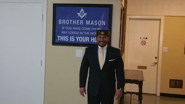 In the lobby of the Lodge where several Masonic Bodies meet every week. They rent their hall for celebrations and events.