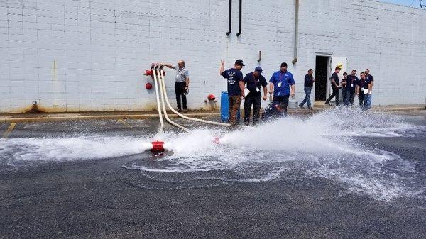 Testing a fire pump at US Automatic in Indiana.