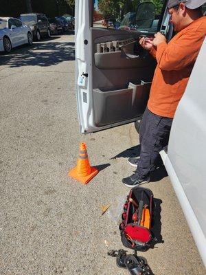 Driver side door panel removal for rekeyed door lock installation