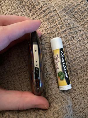 I put it next to a Chapstick, so you could see the height width & length