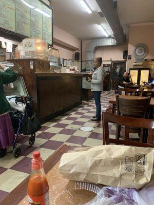 This is the inside of the restaurant looks like it back in 1970s maybe 80s no fixing up in there