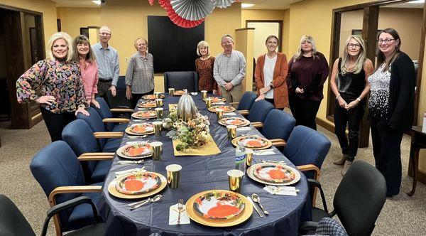 We had our annual Thanksgiving celebration together today. Julie did a great job decorating and everyone made fantastic food....