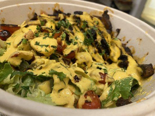 Mushroom Philly cheesesteak bowl