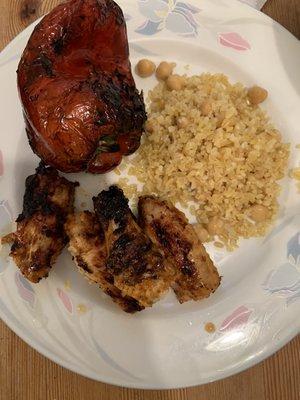 Chicken wings from the Ilayda I put on the bbq. Side of bulgar and chick peas with grilled pepper.