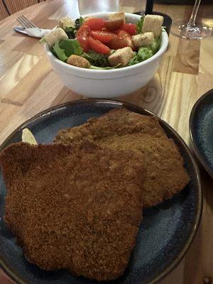 Chicken Milanesa and mixed greens