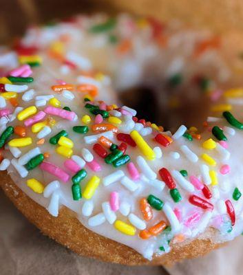 Toddlers favorite vanilla sprinkle donut