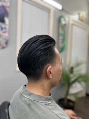 Slick back pomp with a zero taper