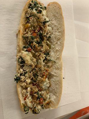 Roasted Peppers and Spinach Chicken Cheese Steak