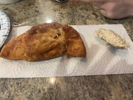 Chicken and cheese empanada minus the cheese