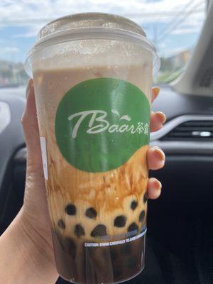 Brown sugar bubble Milk tea. The boba was yum.