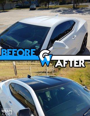 Chevy Camaro Gloss Black Roof Vinyl Wrap