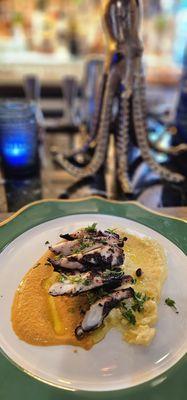 Grilled Octopus on creamy polenta. Delish!