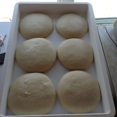 We make small batches of dough all day long to keep up with demand and keeping our pizza as fresh as possible!!