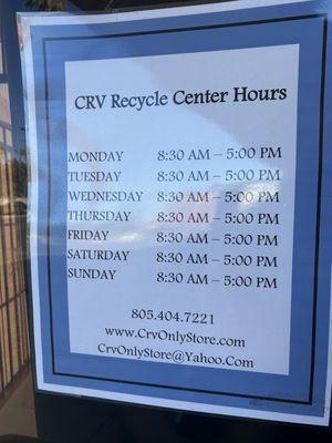 Recycling Center Business Hours