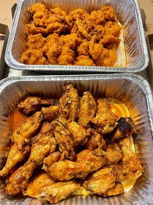 Buffalo wings & shrimp.