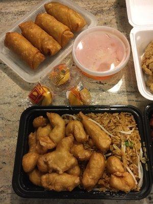 Sweet & Sour Chicken/ Egg Rolls