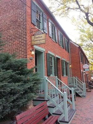 Primitive Homespuns is located in a charming historic building dating 1852 on Shab Row in Frederick Md.