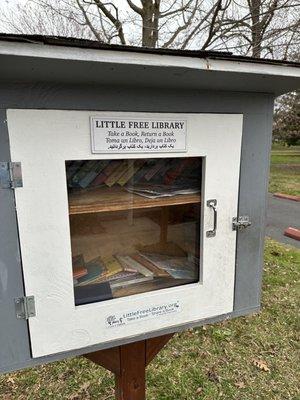 They also offer a little free library; take a book, leave a book