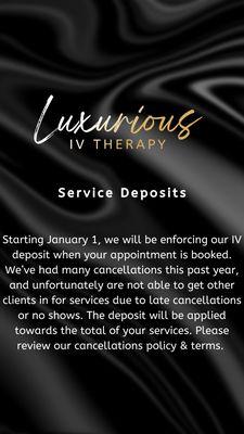 IV deposit for services