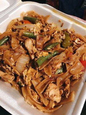 Spicy noodle, to go. With chicken, extra egg