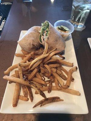 Caesar Salad Wrap with homemade Fries & Cole Slaw