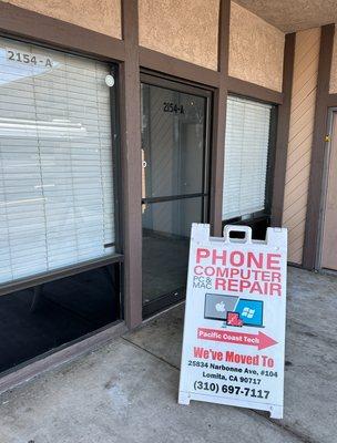 We've moved to new location 
25834 Narbonne Ave, Lomita, CA 90717