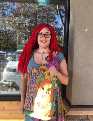 Kasey our receptionist/bather wins our halloween contest.