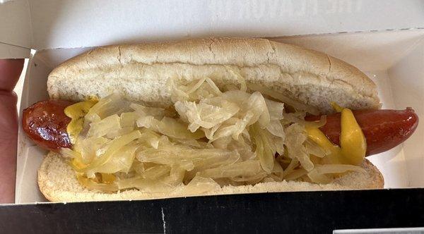 Classic NY Nathan's Hot Dog w/ Mustard & Sauerkraut